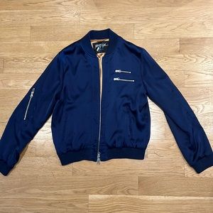 NastyGal Satin Blue Bomber Jacket